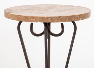 Cast Iron Pedestal Table with Marble Top (8229659083059)