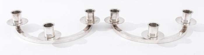 Modernist Silverplate Candlesticks, Pair