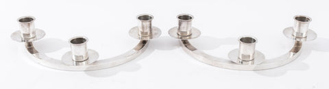 Modernist Silverplate Candlesticks, Pair