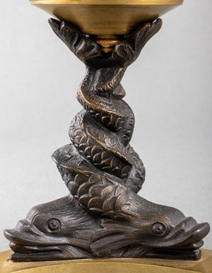 Patinated & Gilt Bronze Tazza with Dolphin Motif (8205320716595)