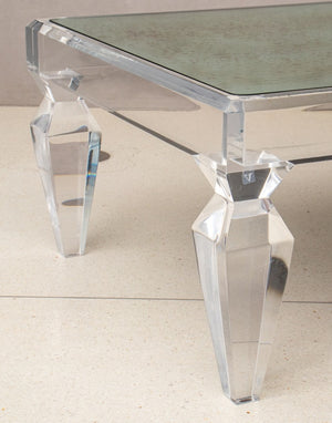Hollywood Regency Acrylic & Mirrored Coffee Table (8227769057587)