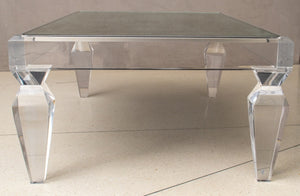 Hollywood Regency Acrylic & Mirrored Coffee Table (8227769057587)