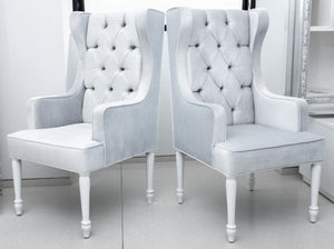 Hollywood Regency Platinum Velvet Wing Chairs, Pair (8228298817843)