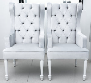 Hollywood Regency Platinum Velvet Wing Chairs, Pair (8228298817843)