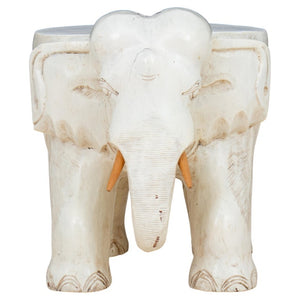 White Carved Elephant Stool (8173522223411)