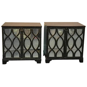 James Mont Inspired Mirrored Commodes with Wood Overlay  (6719803555997)