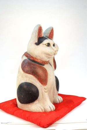 Extremely Rare and Large Japanese Clay of a Cat (6719741526173)