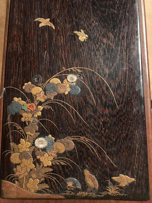 Japanese Edo Period Lacquer Panel with Gold, Mother of Pearl and Coral Inlay (6719982469277)