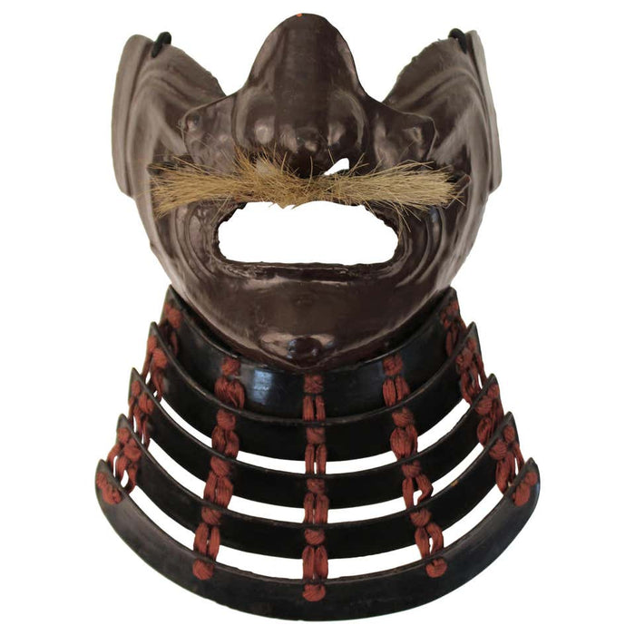 Japanese Edo Period Mempo Armor Mask in Lacquered Leather over Iron