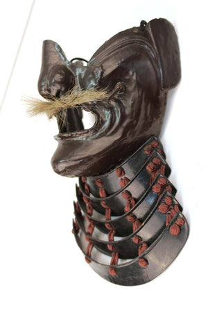 Japanese Edo Period Mempo Armor Mask in Lacquered Leather over Iron (6719968706717)