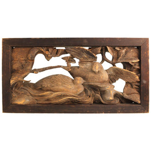 Japanese Edo Period Wood Temple Carving with Doves (6719934496925)