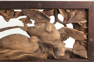 Japanese Edo Period Wood Temple Carving with Doves