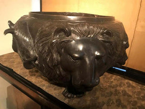 Japanese Meiji Bronze Vessel With Sculpted Animal Heads (6719982567581)