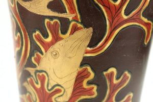 Japanese Meiji Satsuma Vase with Golden Fish Motif fish (6719948980381)
