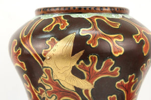Japanese Meiji Satsuma Vase with Golden Fish Motif top (6719948980381)