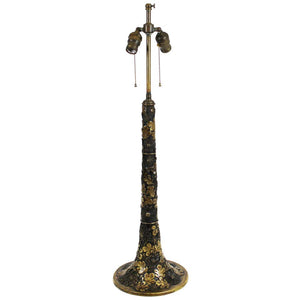 Japanese Taisho Art Nouveau Bronze Table Lamp with Chrysanthemums and Oak Leaves (6720003309725)