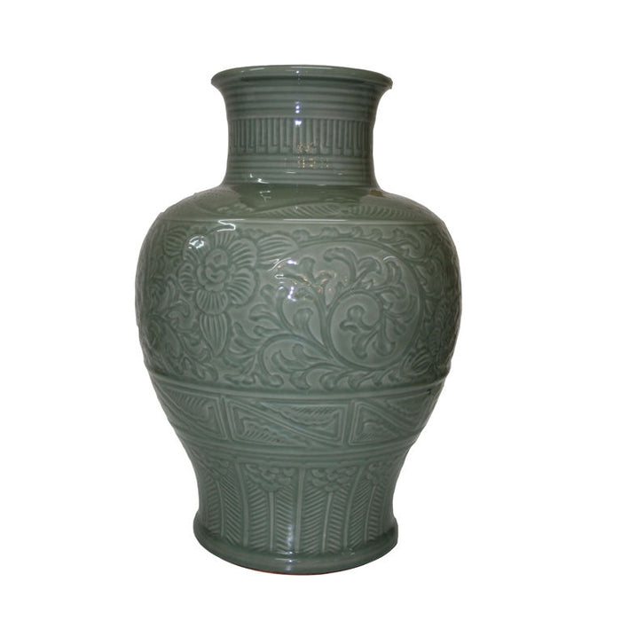 Japanese Meiji Celadon Baluster Vase