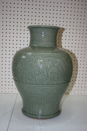 Japanese Meiji Celadon Baluster Vase (6719664947357)