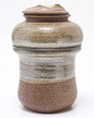 Karen Karnes Mid-Century Modern Stoneware Art Pottery Covered Jar front (6719955370141)