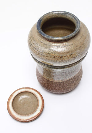 Karen Karnes Mid-Century Modern Stoneware Art Pottery Covered Jar inside (6719955370141)