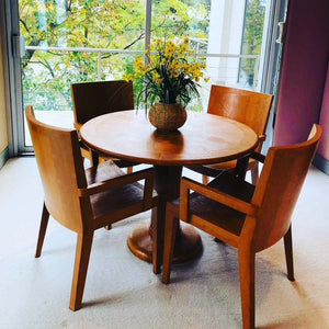 Karl Springer Modern Round Table and Armchairs in Faux Lizard Embossed Leather