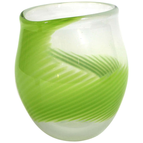Kosta Boda Modern Green Swirl Glass Vase