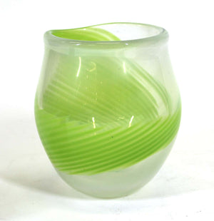 Kosta Boda Modern Green Swirl Glass Vase (6720064913565)