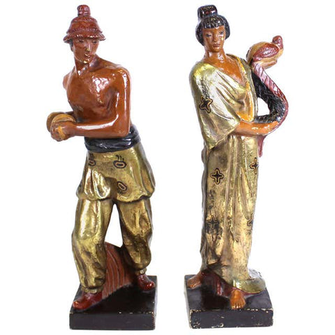 Kupur Art Deco Japonesque Copper-Clad Terracotta Sculptures