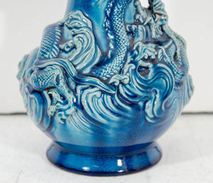 A Vintage Blue Porcelain Japanese Kutani Vase (6719626215581)