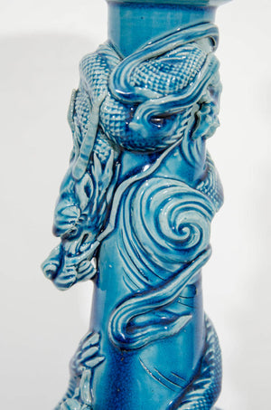 A Vintage Blue Porcelain Japanese Kutani Vase (6719626215581)