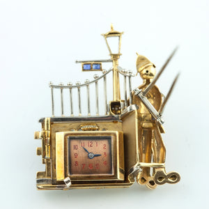 Lapel Brooch with Watch and British Bobby Motif Back Watch (6719826624669)