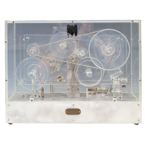 Machine Age Modernist Lucite Kinetic Sculpture with Moving Gears