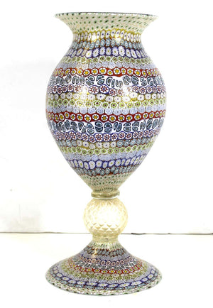 Maestro Imperio Rossi Italian Murano Glass Millefiori Monumental Vase (6719995838621)