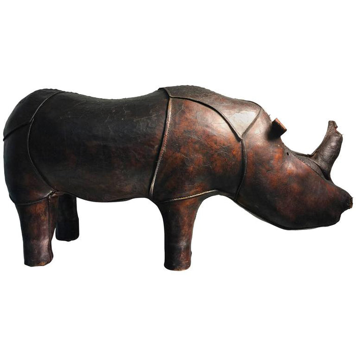 Abercrombie and Fitch Vintage Leather Rhino Sculpture or Footstool
