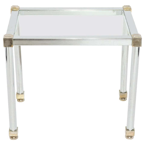 Maison Jansen Style Modern Metal and Glass Side Table