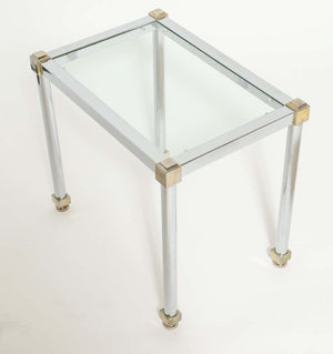 Maison Jansen Style Modern Metal and Glass Side Table (6719971295389)