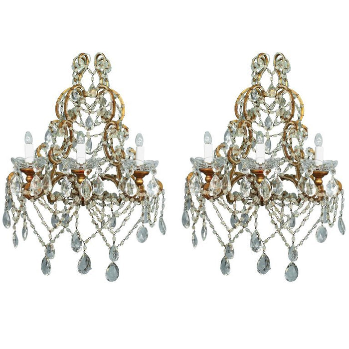 Marie-Antoinette Crystal and Beaded Sconces