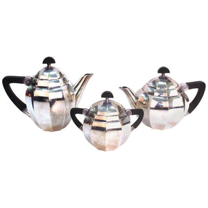 Maurice Dufrêne For Gallia French Art Deco Tea Set, Silver Plated far (6719923159197)
