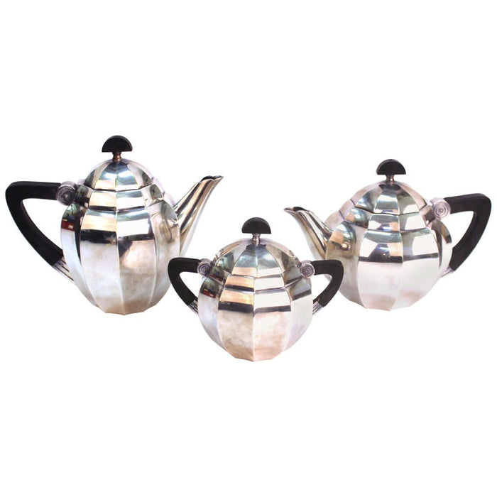 Maurice Dufrêne For Gallia French Art Deco Tea Set, Silver Plated