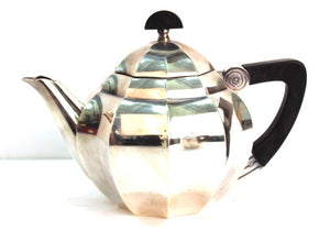 Maurice Dufrêne For Gallia French Art Deco Tea Set, Silver Plated side  (6719923159197)