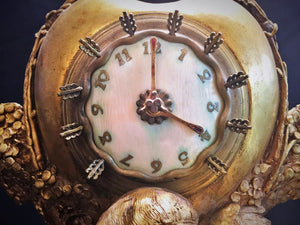 Max Blondat "L'amour non partage" Art Nouveau Gilt Bronze Timepiece Signed and Dated 1914 face of clock (6719767445661)