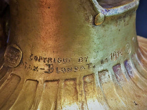 Max Blondat "L'amour non partage" Art Nouveau Gilt Bronze Timepiece Signed and Dated 1914 signature detail (6719767445661)
