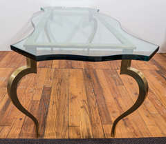 Circa 1940's Hollywood Regency Brass and Glass Coffee and Cocktail Table (6719628378269)