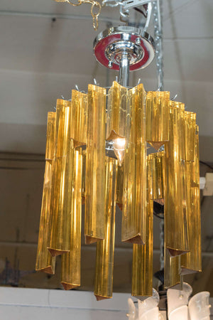 Mid-century Italian Staggered Amber Prisms Chandelier in the Style of Venini (6719595806877)