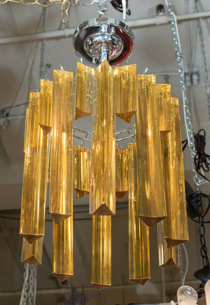 Mid-century Italian Staggered Amber Prisms Chandelier in the Style of Venini (6719595806877)