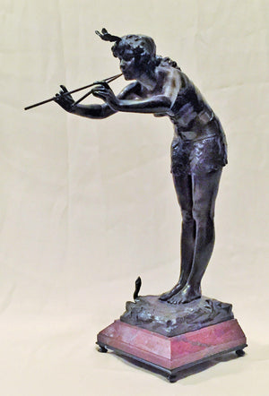 Michel-Léonard Béguine Sculpture of a Snake Charmer in Bronze (6719760531613)