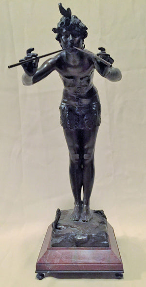 Michel-Léonard Béguine Sculpture of a Snake Charmer in Bronze (6719760531613)