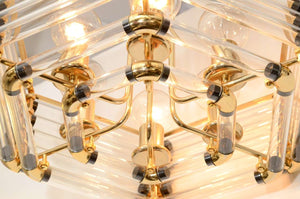 Mid-Century Modern Brass and Tubular Glass Chandelier (6719988498589)