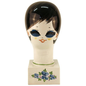 Midcentury Hand-Painted Ceramic Wig or Hat Stand (6719853363357)