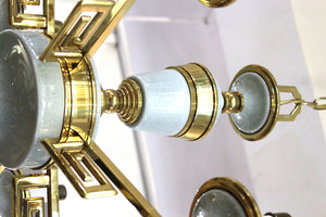Mid-Century Modern Brass and Porcelain Chandelier in Manner of Tommi Parzinger detail (6719873482909)